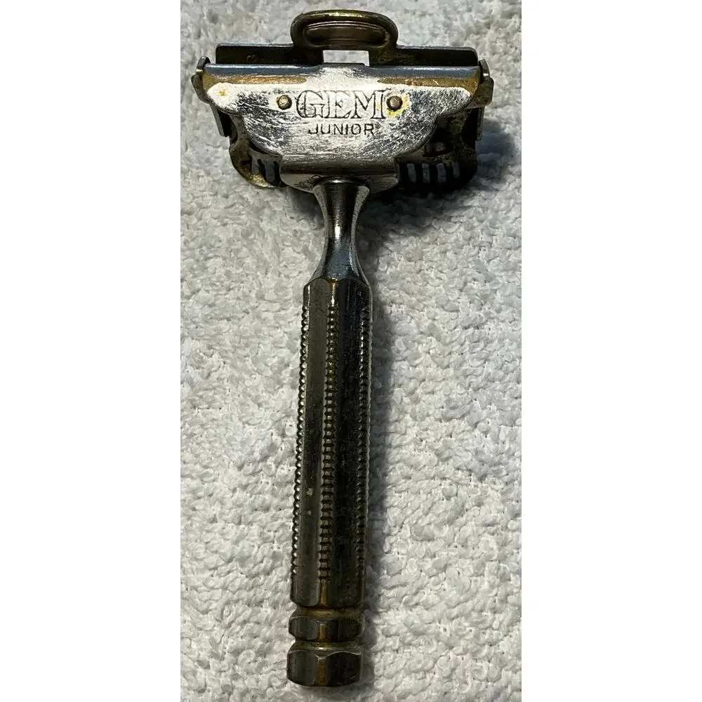 Vintage GEM 1912 Style Junior Silver Tone Single Edge Safety Razor
